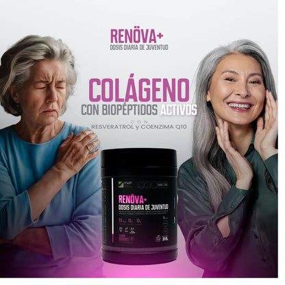 RENOVA+ colágeno Hidrolizado 315 gr con Biopéctidos activos - Piel firme, cabello y unas fuertes